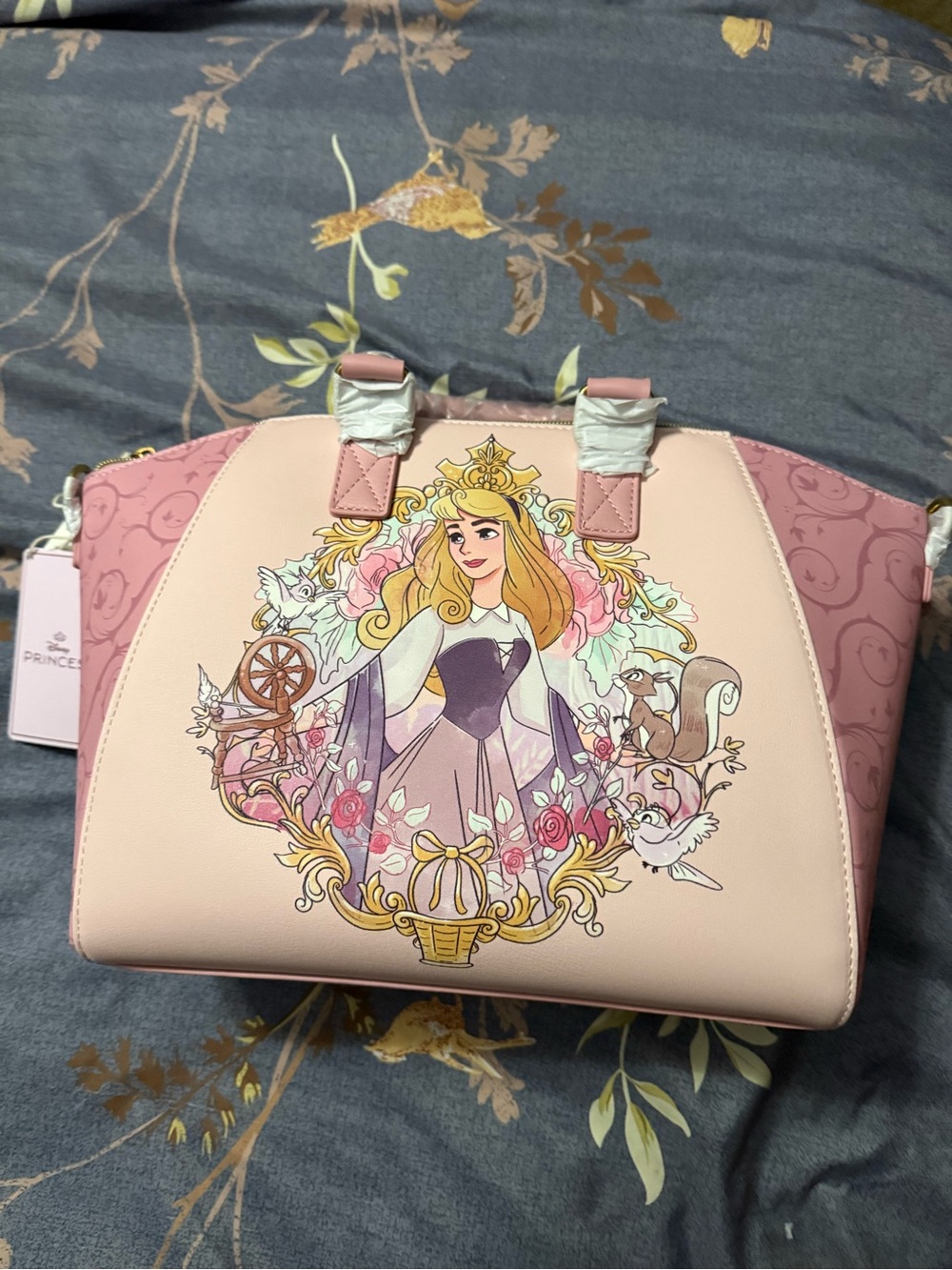 Loungefly Pink Aurora Illustrated Satchel with Floral Accents